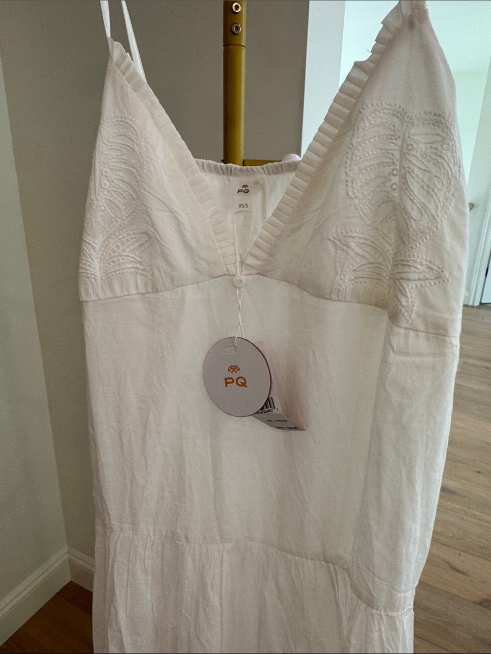 NWT PQ Swim White Lace-Detail Maxi Dress with Spaghetti Straps - Picture 6 of 8